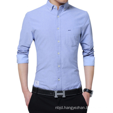 Men′s Solid Color Long Sleeve Shirts Casual Slim Fit Shirt Cotton Shirt